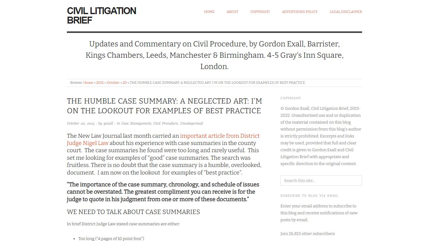 THE HUMBLE CASE SUMMARY: A NEGLECTED ART: I'M ON THE LOOKOUT FOR ...